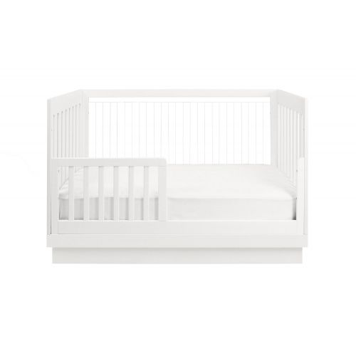  Babyletto Harlow Acrylic 3-in-1 Convertible Crib with Toddler Bed Conversion Kit, White with White Base and Acrylic Slats