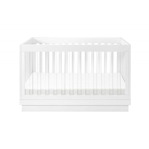  Babyletto Harlow Acrylic 3-in-1 Convertible Crib with Toddler Bed Conversion Kit, White with White Base and Acrylic Slats