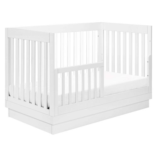  Babyletto Harlow Acrylic 3-in-1 Convertible Crib with Toddler Bed Conversion Kit, White with White Base and Acrylic Slats