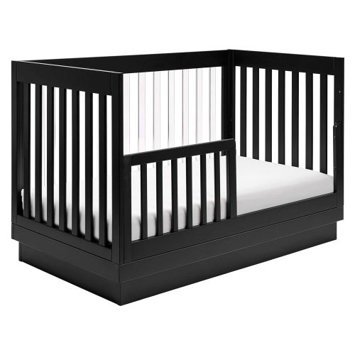  Babyletto Harlow Acrylic 3-in-1 Convertible Crib with Toddler Bed Conversion Kit, White with White Base and Acrylic Slats