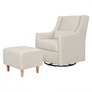 Babyletto Toco Swivel Glider and Stationary Ottoman, White Linen