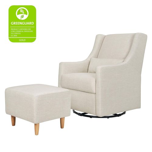  Babyletto Toco Swivel Glider and Stationary Ottoman, White Linen