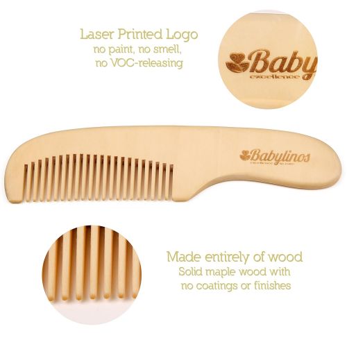  [아마존베스트]Babylinos 4 Piece Baby Hair Brush Set with Natural Hair Products: Baby Brush, Cradle Cap and Baby Comb | Baby...