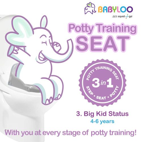  Babyloo Bambino Booster 3 in 1 - Collapsible Toilet Training Step Stool assists Your Toddler to go While They Grow! Convertible Potty Trainer for All Stages Ages 1-4 (Gray)