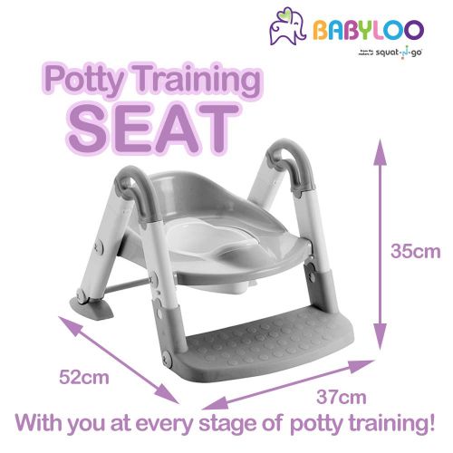  Babyloo Bambino Booster 3 in 1 - Collapsible Toilet Training Step Stool assists Your Toddler to go While They Grow! Convertible Potty Trainer for All Stages Ages 1-4 (Gray)