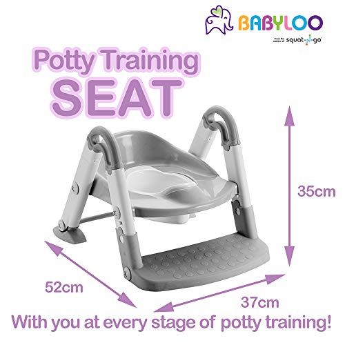  Babyloo Bambino Booster 3 in 1 - Collapsible Toilet Training Step Stool assists Your Toddler to go While They Grow! Convertible Potty Trainer for All Stages Ages 1-4 (Gray)