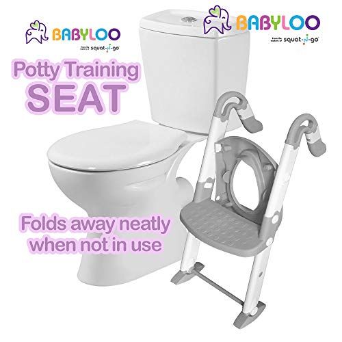  Babyloo Bambino Booster 3 in 1 - Collapsible Toilet Training Step Stool assists Your Toddler to go While They Grow! Convertible Potty Trainer for All Stages Ages 1-4 (Gray)