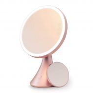 Babyltrl Lighted Makeup Mirror, Rechargeable 9 Inch Led Vanity Mirror with Bluetooth Speaker, 5X Magnification, Adjustable Color Temperature & Brightness Tabletop Makeup Mirror