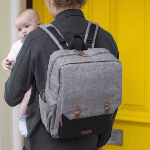  Babymel George Unisex Diaper Backpack in Grey and Black | Lightweight, Water Resistant, Modern Style,...