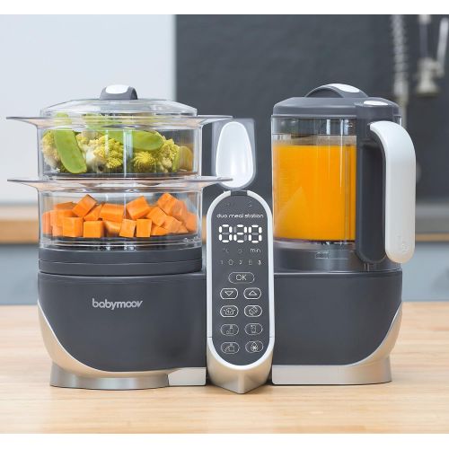  [아마존베스트]Babymoov Duo Meal Station Food Maker | 5 in 1 Food Processor with Steam Cooker, Multi-Speed Blender, Baby...