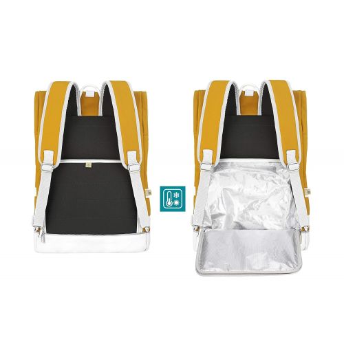  [아마존베스트]Babymoov Sancy Diaper Bag Backpack | Unisex Back Pack With Heavy Duty Roll-Top Closure, Large Insulated Compartment, Changing Pad And Accessories, Saffron Yellow