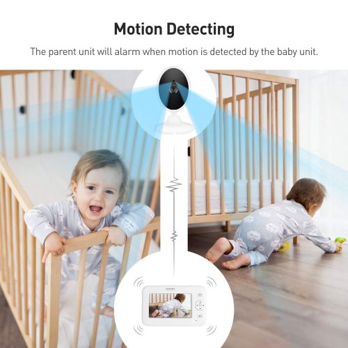 [아마존베스트]Babynurs Baby Monitor, 4.3” Video Baby Monitor with Camera, Long Battery Life/VOX, 1000ft Range, Room Temperature and Accurate Audio Sensor, Infrared Night Version, 2-Way Audio, Out of Rang