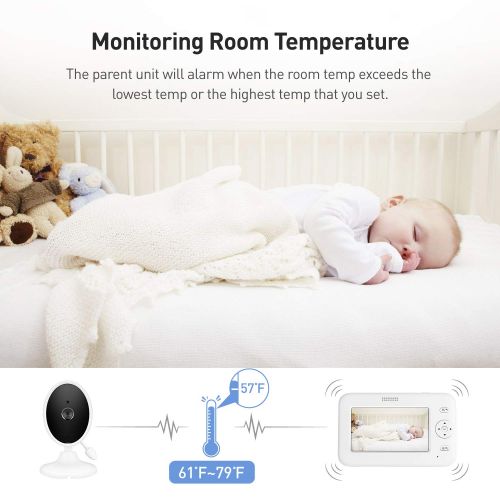  [아마존베스트]Babynurs Baby Monitor, 4.3” Video Baby Monitor with Camera, Long Battery Life/VOX, 1000ft Range, Room Temperature and Accurate Audio Sensor, Infrared Night Version, 2-Way Audio, Out of Rang
