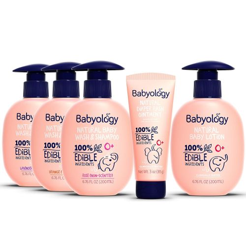  Babyology  100% Edible Ingredients - Organic Baby Lotion - Clinically Tested  6,67 FL. OZ - Calming & Rich Moisture for Sensitive Skin - Daily Care - Non-scented - Perfect Baby S