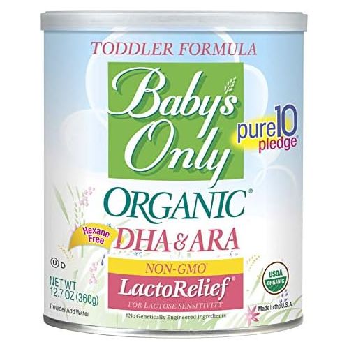  [아마존베스트]Babys Only LactoRelief with DHA & ARA Toddler Formula - Non GMO, USDA Organic, Clean Label Project Verified, 12.7 oz (Pack of 6)