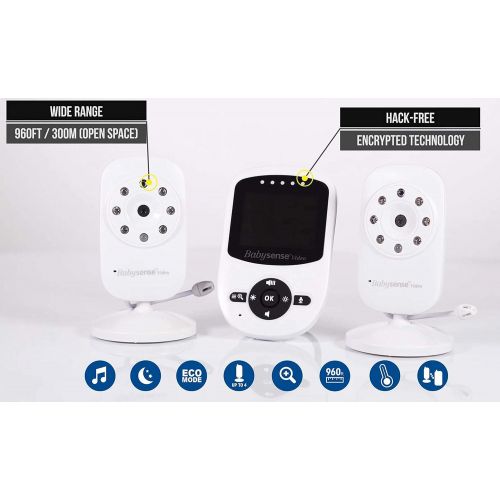  [아마존핫딜][아마존 핫딜] Babysense Video Baby Monitor with 2 Digital Cameras, LCD Display, Infrared Night Vision, 2 Way Talk, Room Temperature, Lullabies, Long Range