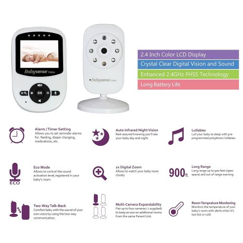  [아마존핫딜][아마존 핫딜] Babysense Video Baby Monitor with 2 Digital Cameras, LCD Display, Infrared Night Vision, 2 Way Talk, Room Temperature, Lullabies, Long Range