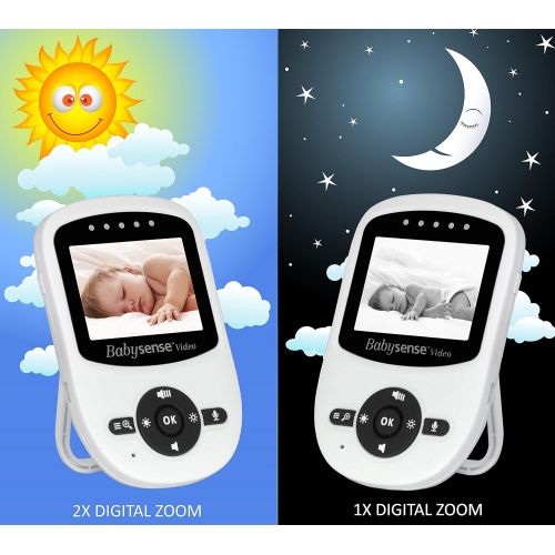  [아마존베스트]Babysense Video Baby Monitor with Digital Camera, Long Range, Room Temperature, Infrared Night Vision, 2 Way Talk Back, Lullabies and High Capacity Battery