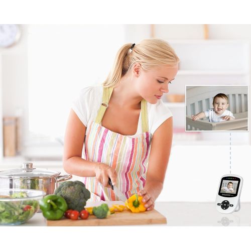 [아마존베스트]Babysense Video Baby Monitor with 2 Digital Cameras, LCD Display, Infrared Night Vision, 2 Way Talk, Room Temperature, Lullabies, Long Range