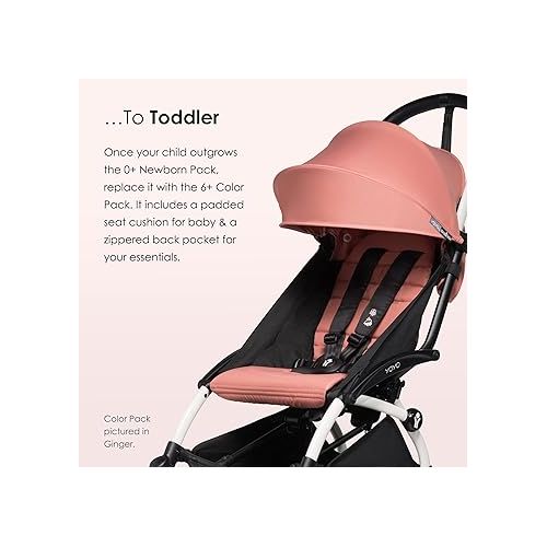  BABYZEN YOYO2 Stroller & 0+ Newborn Pack - Includes White Frame, Toffee 6+ Color Pack & Toffee 0+ Newborn Pack - Suitable for Children Up to 48.5 Pounds