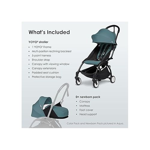  BABYZEN YOYO2 Stroller & 0+ Newborn Pack - Includes White Frame, Toffee 6+ Color Pack & Toffee 0+ Newborn Pack - Suitable for Children Up to 48.5 Pounds