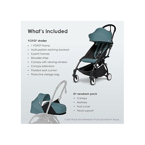  BABYZEN YOYO2 Stroller & 0+ Newborn Pack - Includes Black Frame, Toffee 6+ Color Pack & Toffee 0+ Newborn Pack - Suitable for Children Up to 48.5 Pounds