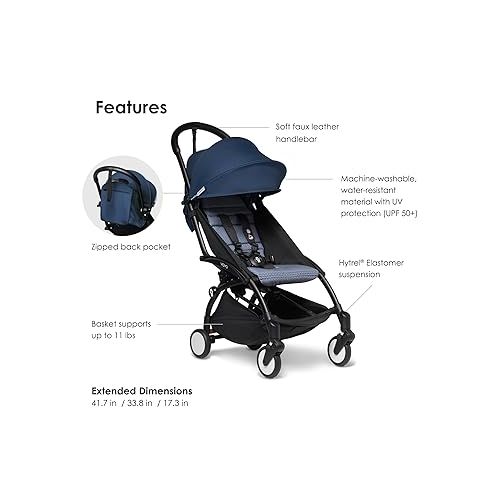  BABYZEN YOYO2 Stroller - Lightweight & Compact - Includes Black Frame, Air France Blue Seat Cushion + Matching Canopy - Suitable for Children Up to 48.5 Lbs