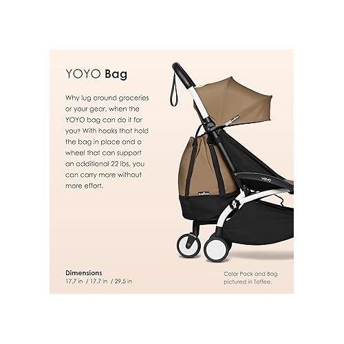  BABYZEN YOYO2 Stroller + YOYO Bag - Includes White Frame, Ginger Seat Cushion, Ginger Canopy, Ginger YOYO Bag, Wheel Base & Hooks - Suitable for Children Up to 48.5 Lbs