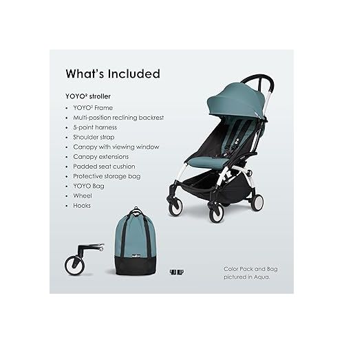  BABYZEN YOYO2 Stroller + YOYO Bag - Includes White Frame, Ginger Seat Cushion, Ginger Canopy, Ginger YOYO Bag, Wheel Base & Hooks - Suitable for Children Up to 48.5 Lbs