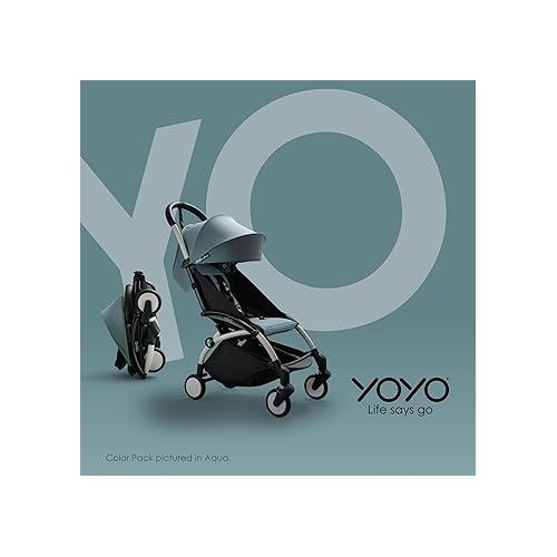  BABYZEN YOYO2 Stroller - Includes White Frame, Stone Seat Cushion, Stone Canopy, Wheel Base & Hooks - Suitable for Children Up to 48.5 Lbs