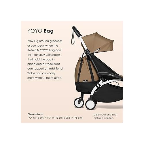  BABYZEN YOYO2 Stroller + YOYO Bag - Includes White Frame, Grey Seat Cushion, Grey Canopy, Grey YOYO Bag, Wheel Base & Hooks - Suitable for Children Up to 48.5 Lbs