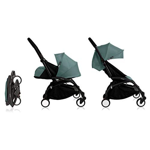  [아마존베스트]Baby Zen Babyzen Yoyo+ Stroller & Newborn Set - Black Frame with Aqua Fabrics