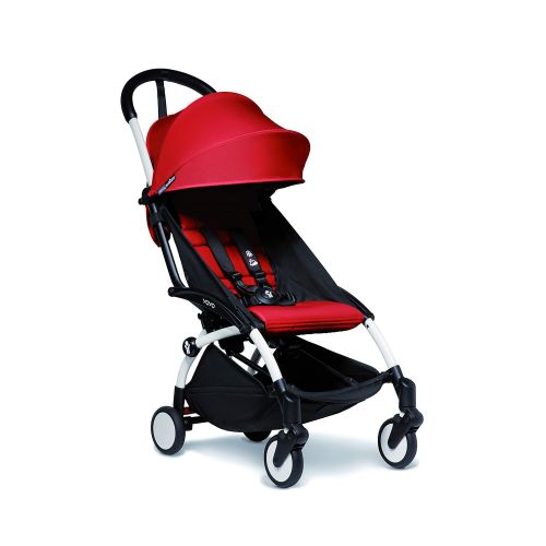  [무료배송]BABYZEN YOYO2 6+ Stroller - White Frame with Red Seat Cushion & Canopy