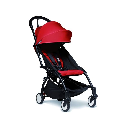  [무료배송]BABYZEN YOYO2 6+ Stroller - Black Frame with Red Seat Cushion & Canopy
