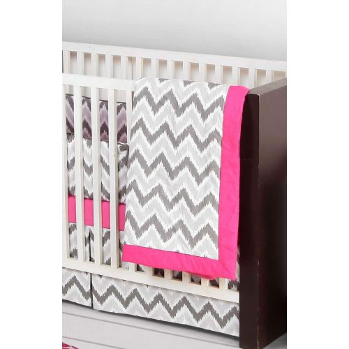  Bacati Ikat Chevron Muslin 10 Piece Crib Set with Bumper Pad, Yellow/Grey