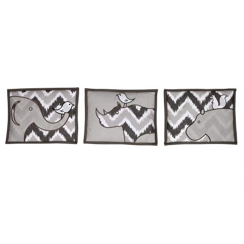  Bacati Ikat Chevron Muslin 10 Piece Crib Set with Bumper Pad, Yellow/Grey