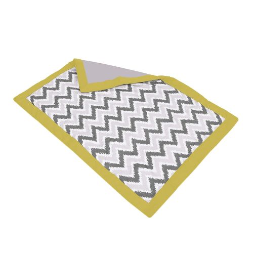  Bacati Ikat Chevron Muslin 10 Piece Crib Set with Bumper Pad, Yellow/Grey