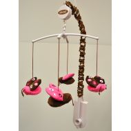 Bacati Lady Bugs Pink/Chocolate Musical Mobile