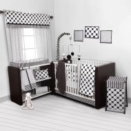 Bacati - Dots/pin Stripes Black/White 10 Pc Crib Set Including Bumper Pad