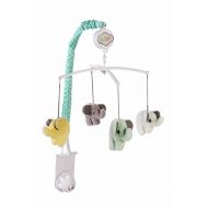 Bacati Elephants Unisex Musical Mobile Playing Brahms Lullaby for Attaching to US Standard Cribs, Mint/Yellow/Grey