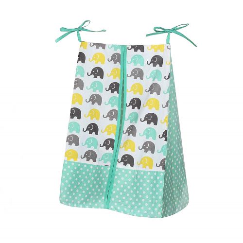  Bacati Elephants Unisex 10 Piece Nursery-in-A-Bag Crib Bedding Set with Bumper Pad, 100 Percent Cotton Percale for US Standard Cribs, Mint/Yellow/Grey