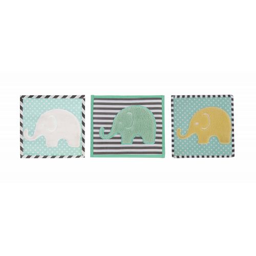  Bacati Elephants Unisex 10 Piece Nursery-in-A-Bag Crib Bedding Set with Bumper Pad, 100 Percent Cotton Percale for US Standard Cribs, Mint/Yellow/Grey