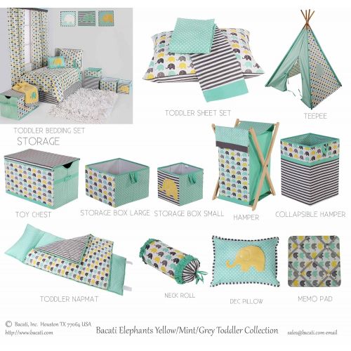  Bacati Elephants Unisex 10 Piece Nursery-in-A-Bag Crib Bedding Set with Bumper Pad, 100 Percent Cotton Percale for US Standard Cribs, Mint/Yellow/Grey