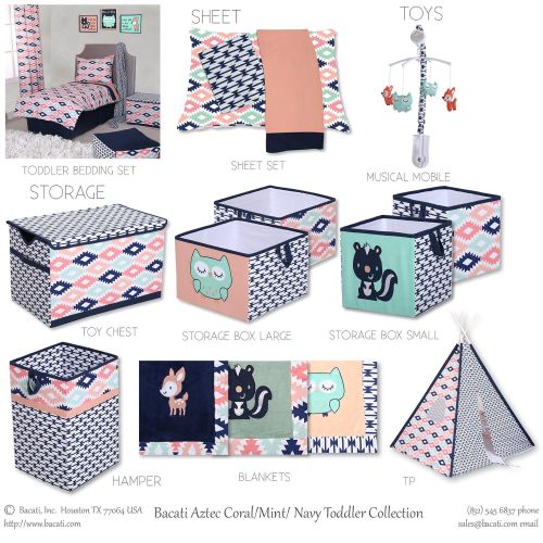  Bacati - Emma Aztec Coral/Mint/Navy 10 pc Crib Set Including Bumper Pad