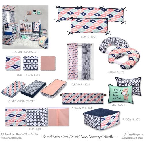  Bacati - Emma Aztec Coral/Mint/Navy 10 pc Crib Set Including Bumper Pad