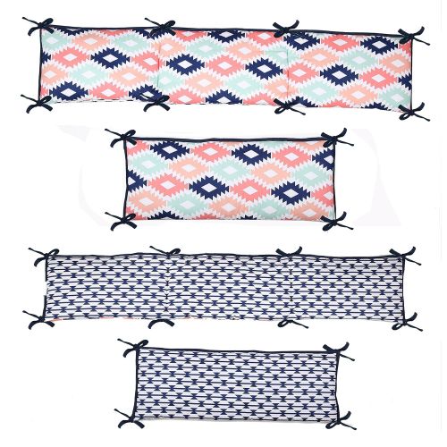  Bacati - Emma Aztec Coral/Mint/Navy 10 pc Crib Set Including Bumper Pad