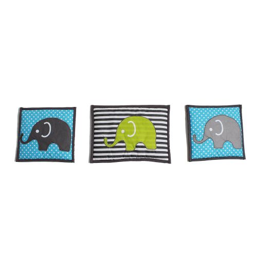  Bacati - Elephants Aqua/Lime/Grey 10 Pc Crib Set Bumperfree