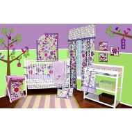 Bacati - Botanical Purple 10 Piece Girls Crib Set with Bumper Pad 100 Percent Cotton