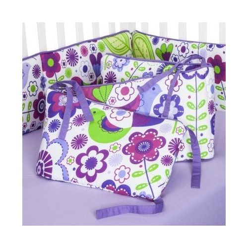  Bacati - Botanical Purple 10 Piece Girls Crib Set with Bumper Pad 100 Percent Cotton