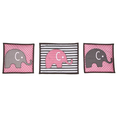  Bacati - Elephants Pink/Grey 10-Piece Nursery in a Bag Girls Crib Baby Bedding Set with 2 Crib Sheets 100% Cotton Fabrics